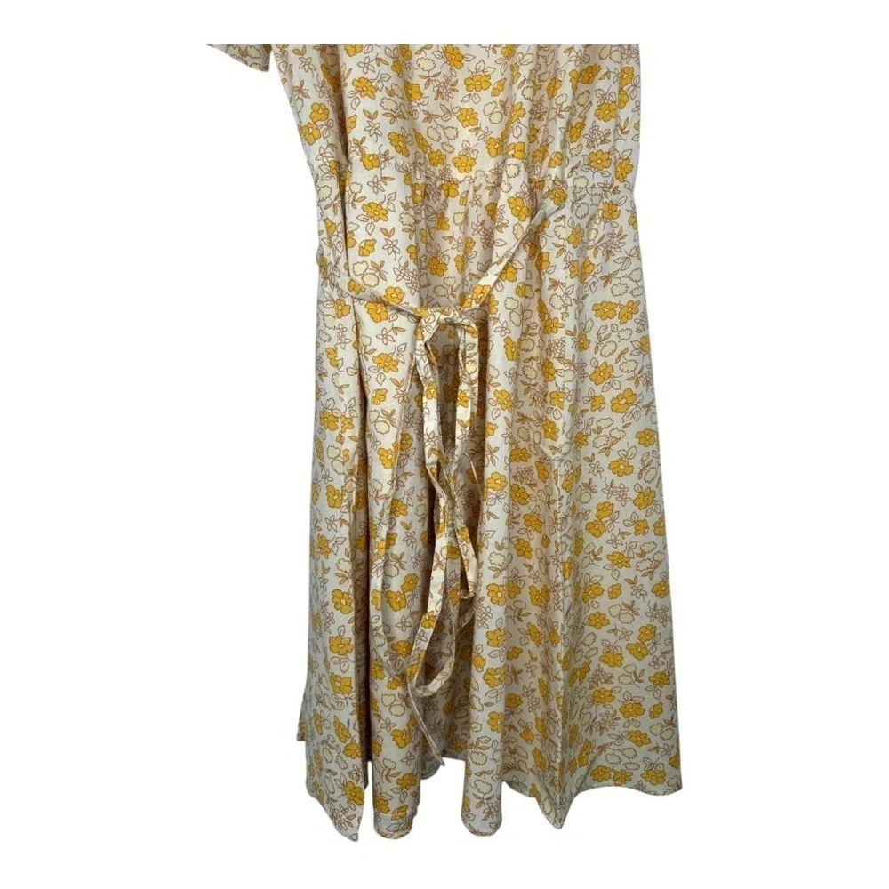 NWT Madewell Spring Fiore Floral Wrap Dress in Yellow